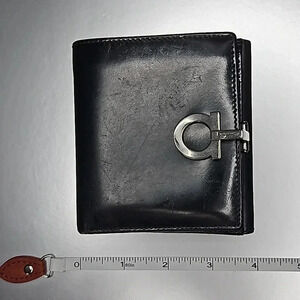 Salvatore Ferragamo Black Trifold Wallet with coin pouch